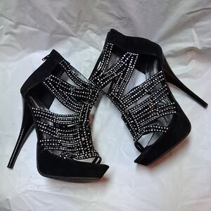 Chic Black Rhinestone Heels